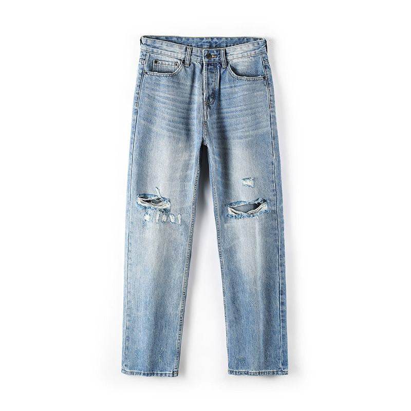 Buycenter Summer Ripped Wide-Leg Pants - Casual Straight Fit for Men - Buy Center