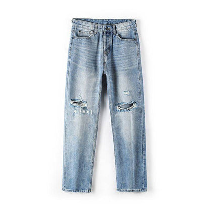 Buycenter Summer Ripped Wide-Leg Pants - Casual Straight Fit for Men - Buy Center