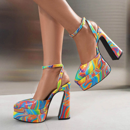 Women's Leopard Print Waterproof Heels - Chic Platform Pumps for 2025 - Buy Center