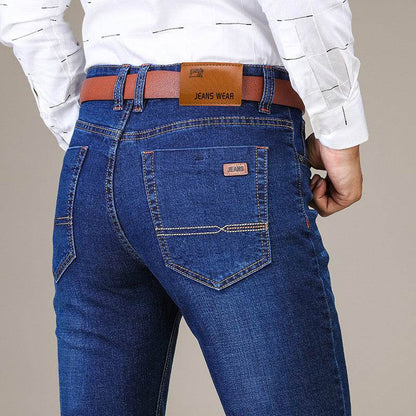 Buycenter Men's Stretch Slim Straight Jeans - Comfortable Business Casual Fit - Buy Center