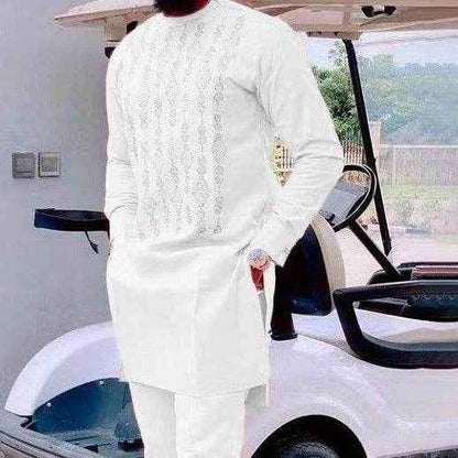 African Ethnic Print Casual Suit for Men - Stylish Cotton Blend Leisurewear