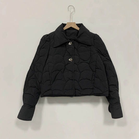 Cozy Women's Red Diamond Plaid Short Down Jacket - Trendy & Warm - Buy Center