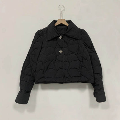 Cozy Women's Red Diamond Plaid Short Down Jacket - Trendy & Warm - Buy Center