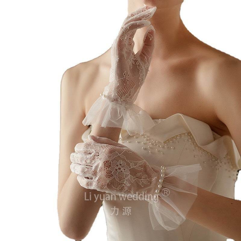 Women's Exquisite Lace Pearl Gloves - Elegant Chic Style for Every Occasion - Buy Center