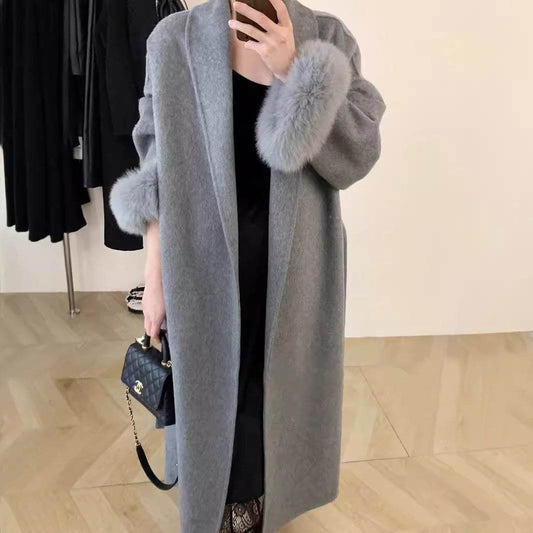 Women's Reversible Cashmere Coat - Elegant Long Lapel & Stylish Design - Buy Center