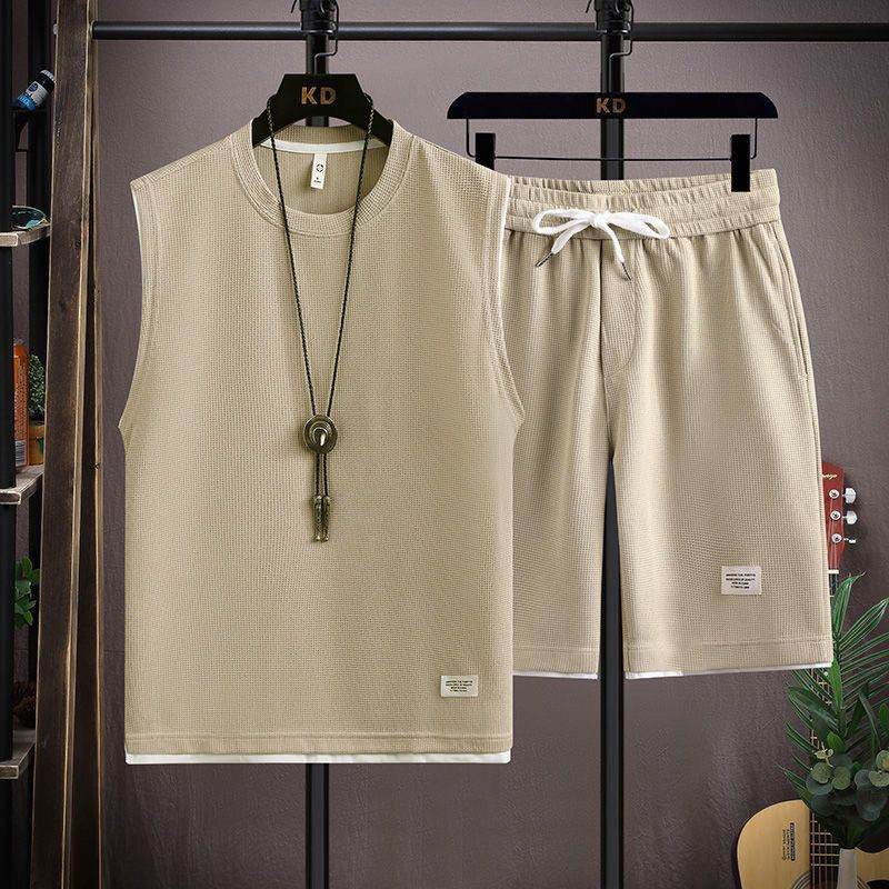 Buycenter Summer Ice Silk Vest & Shorts Set - Casual Geometric Fashion - Buy Center