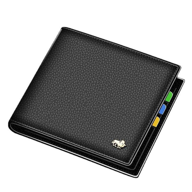 Men's Short Cowhide Wallet - Premium Leather, Multiple Card Slots, Stylish - Buy Center