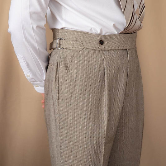 Buycenter High-Waisted Casual Trousers - Solid Color, Straight Fit - Buy Center