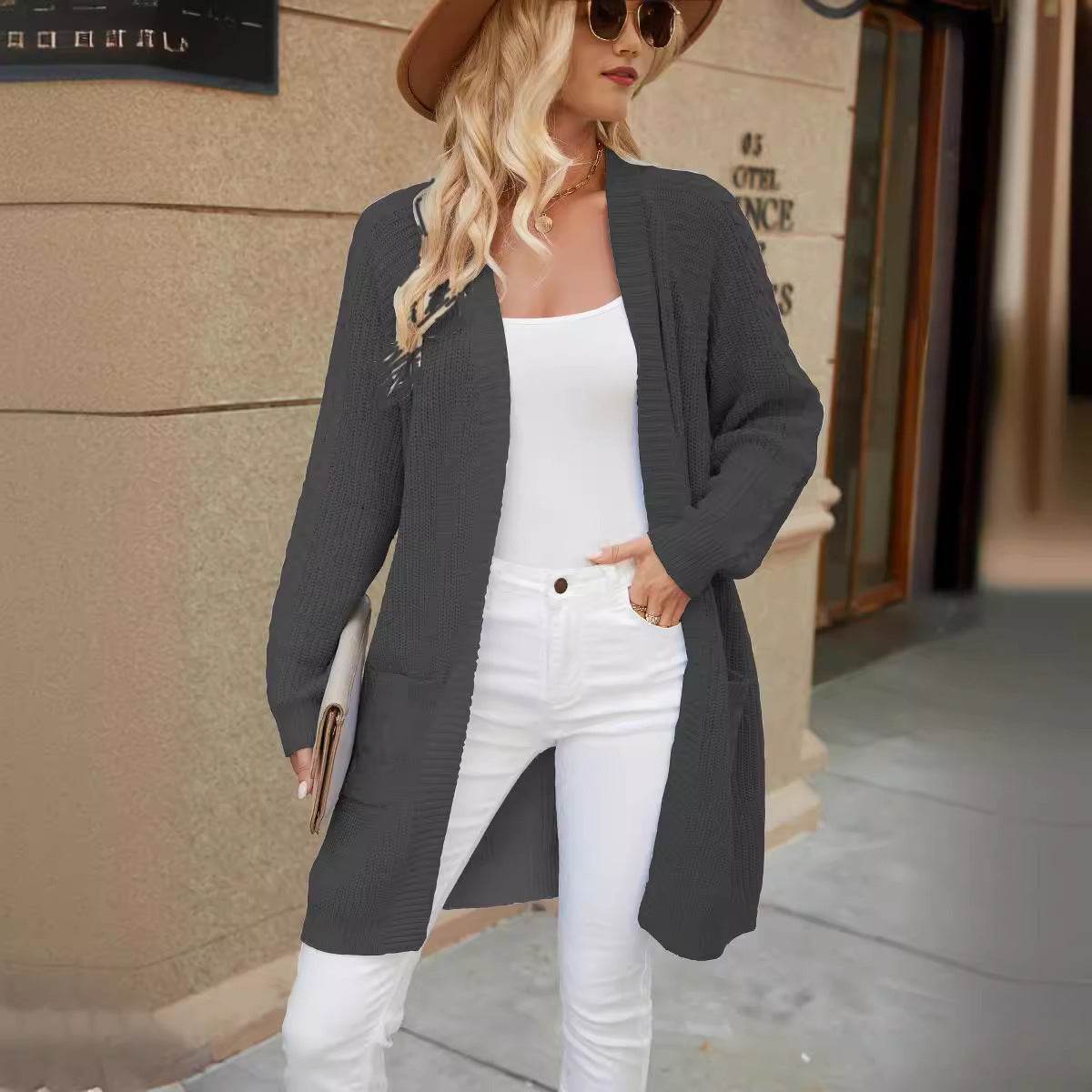 Buycenter Women's Long Knitted Cardigan - Loose Stitching, Multiple Colors - Buy Center