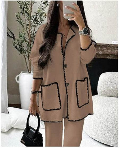 Buycenter Women's Casual Two-Piece Suit Set - Loose Fit, Solid Color - Buy Center
