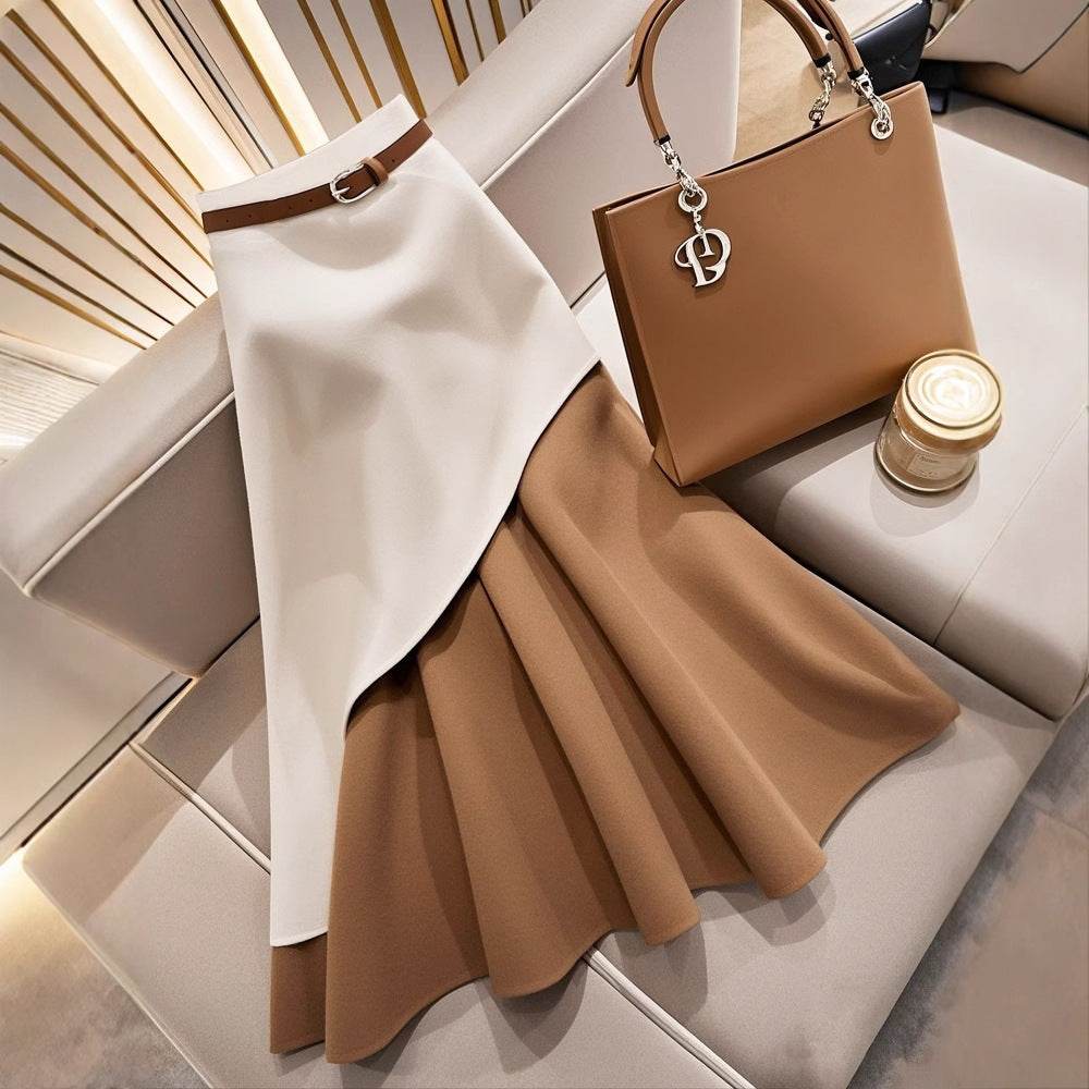 Women's Winter Brown Fishtail Skirt - Trendy Contrast Design for Every Occasion - Buy Center