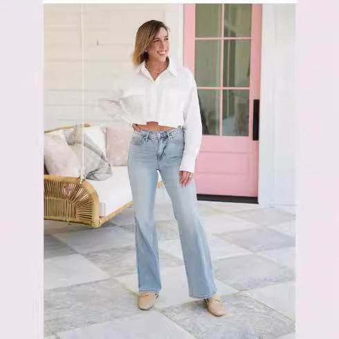 Light Blue High Waist Jeans for Women - Stylish & Comfortable Fit - Buy Center