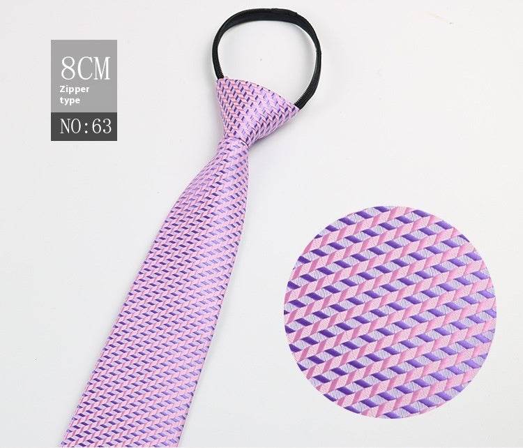 Black Striped Blue Business Tie - Lazy Zip Closure for Easy Wear - Buy Center