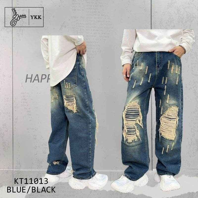 Loose Wide Leg Blue Washed Jeans - Stylish Fit for Sizes S to 3XL