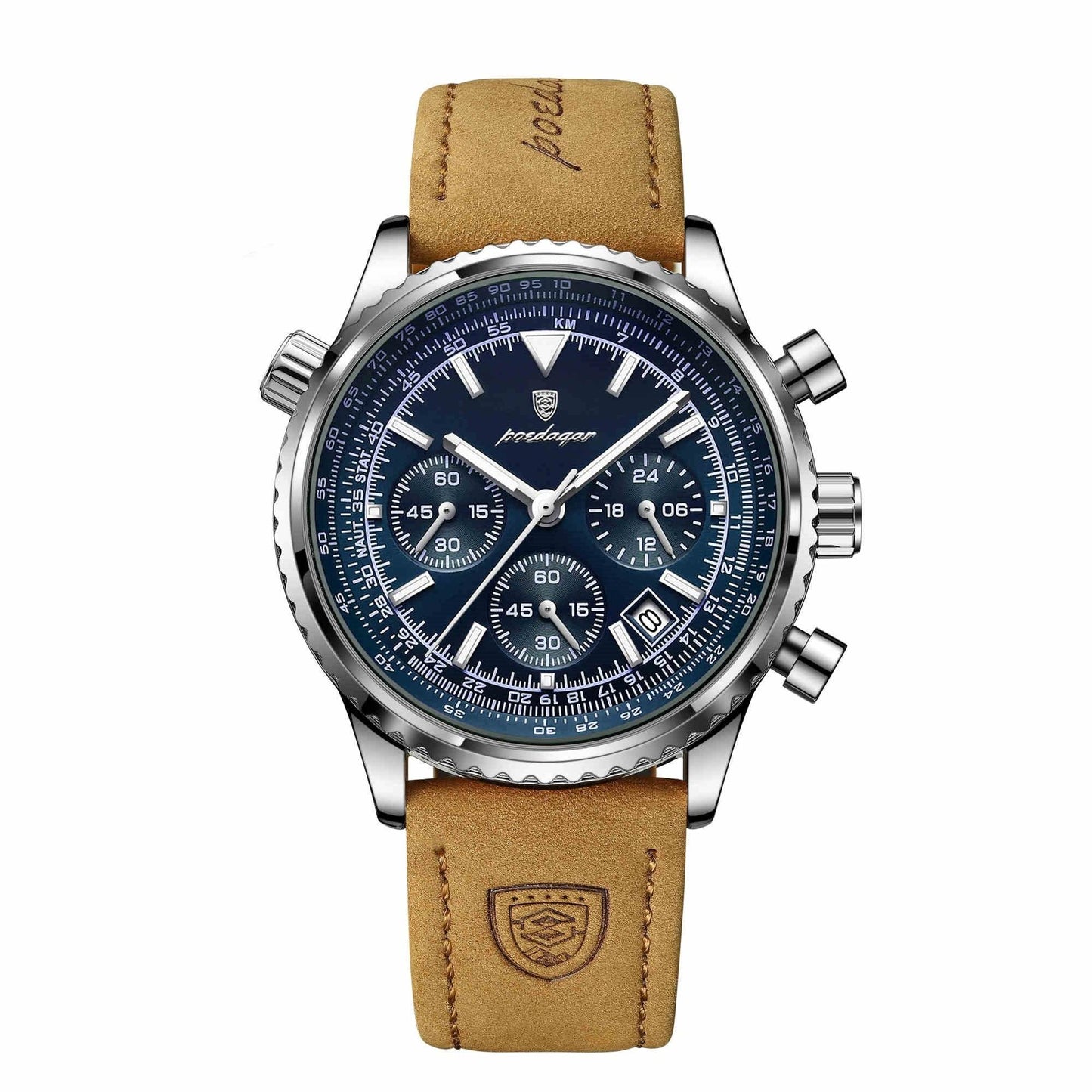 Men's Multi-Functional Quartz Watch - Waterproof Leather Strap, Stylish Design - Buy Center