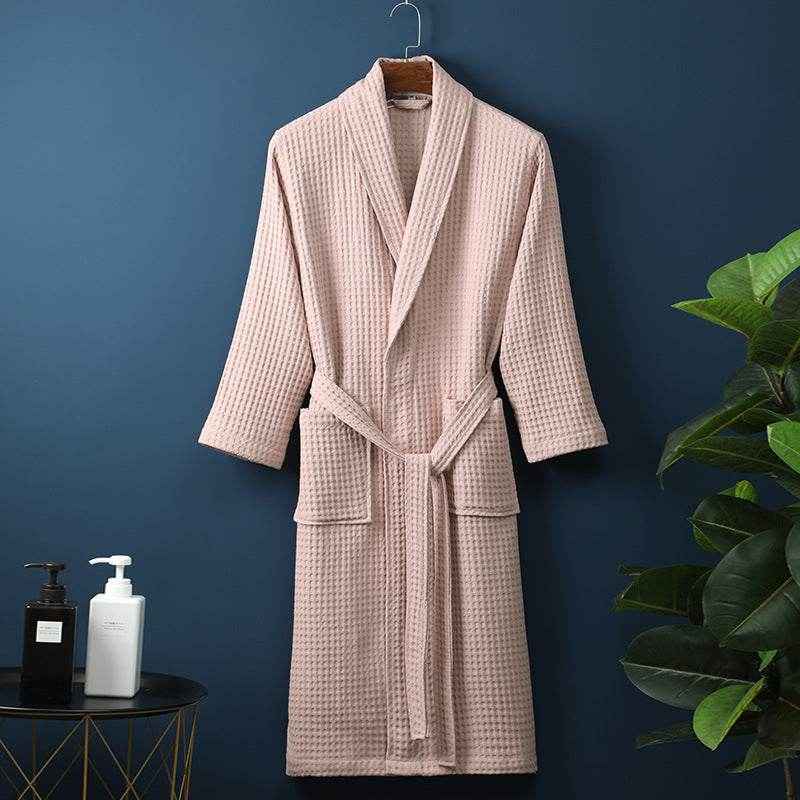 Pure Cotton Bathrobe - Long Waffle Nightgown for Men & Women 2025