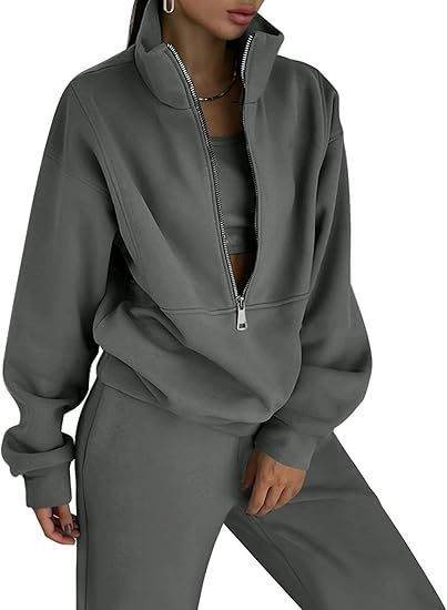 Buycenter Long Sleeve Half Zip Hoodie - Fleece-Lined Sports Cardigan - Buy Center
