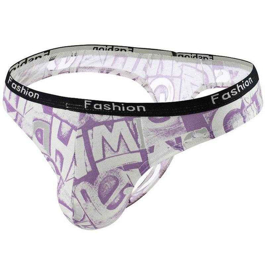 Men's Cotton Black Thongs - Soft, Stylish T-Back with Elastic Comfort