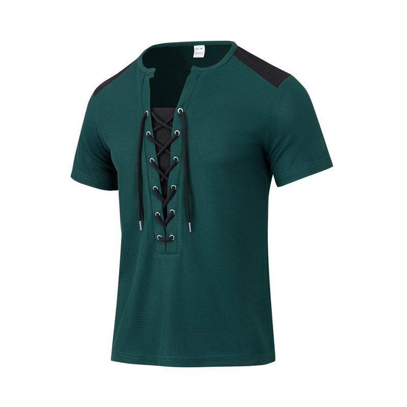 Buycenter Casual Multicolor Stitching Top - Round Neck, Short Sleeve - Buy Center