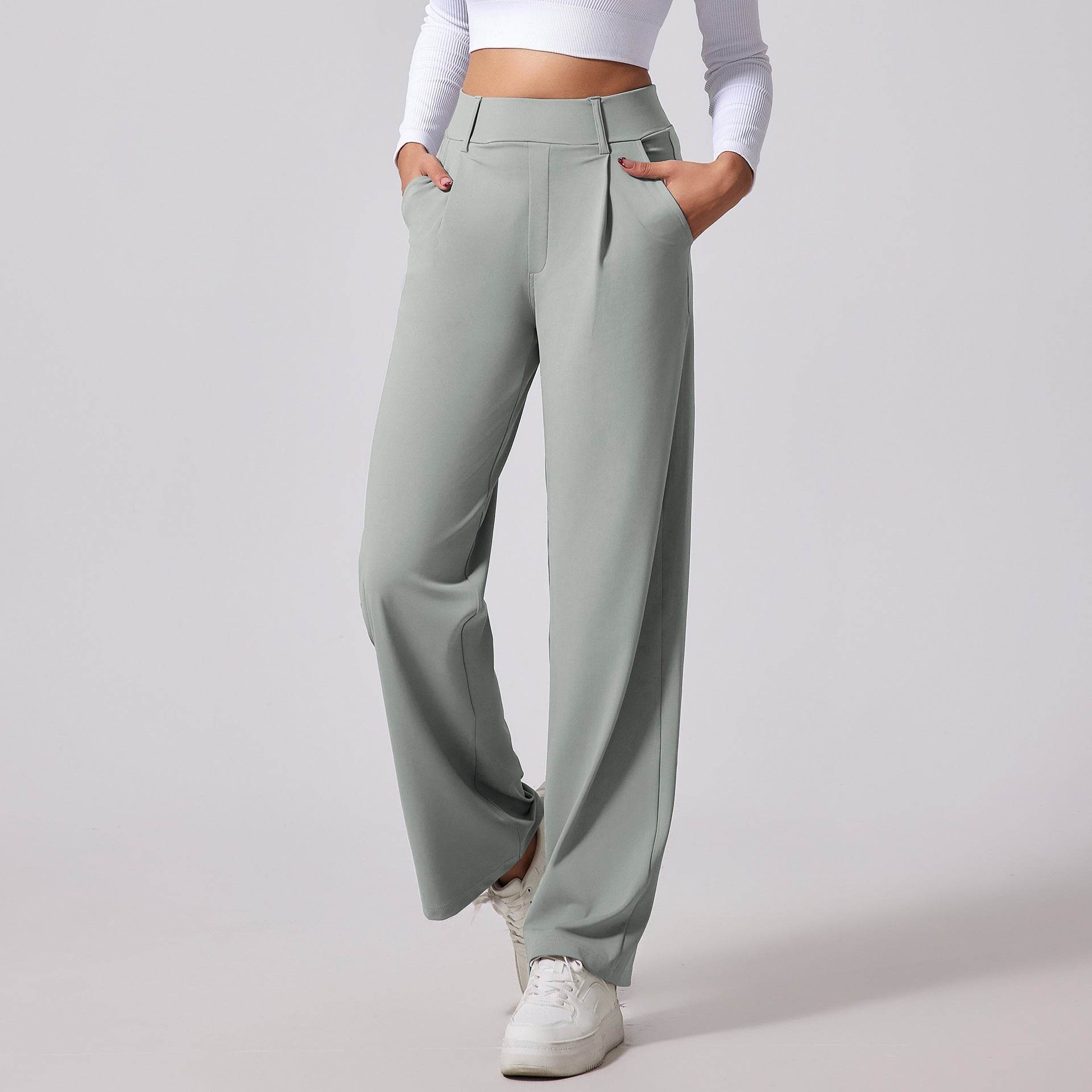 Ladies Wide Leg Pants - Casual Dungarees in Black, Gray & Brown - Buy Center