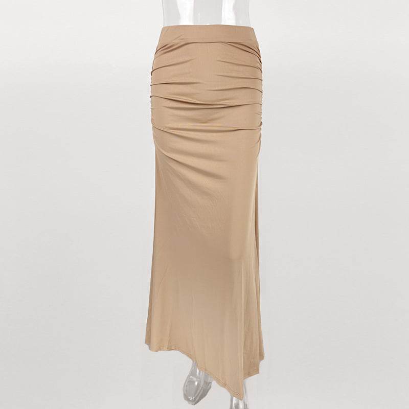 Sexy Slim Hip Pleated Long Dress - European & American Style Fashion - Buy Center