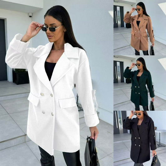 Women's Double Breasted Woolen Coat - Stylish Winter Fashion, All-Match - Buy Center