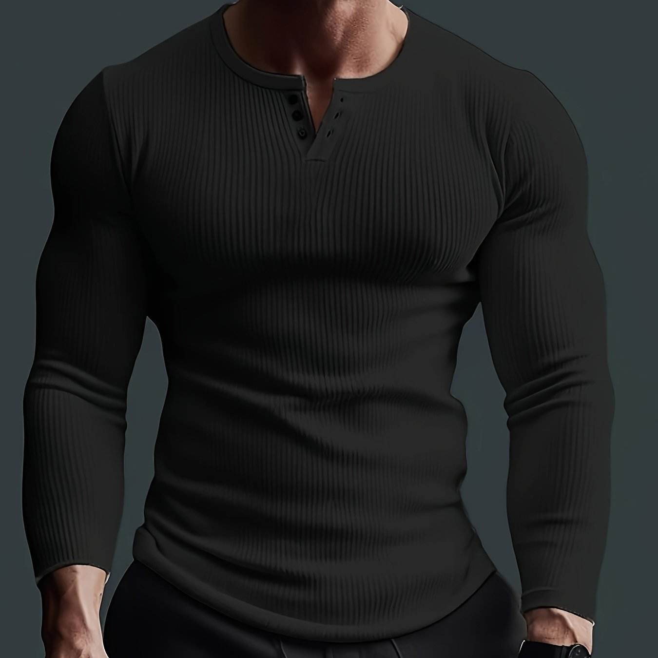 Men's Long Sleeve Crew Neck T-Shirt - Casual Solid Top for Every Season - Buy Center