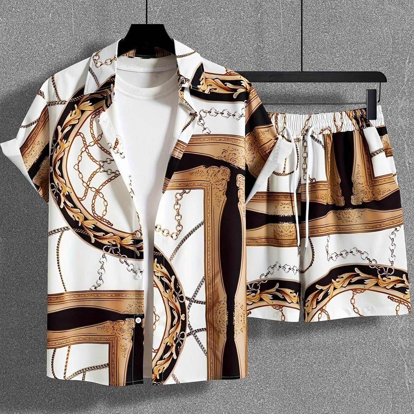 Men's Casual 3D Digital Print Hawaii Suit - Stylish Short Sleeve Shirt & Shorts - Buy Center