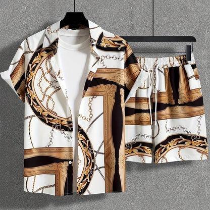 Men's Casual 3D Digital Print Hawaii Suit - Stylish Short Sleeve Shirt & Shorts - Buy Center