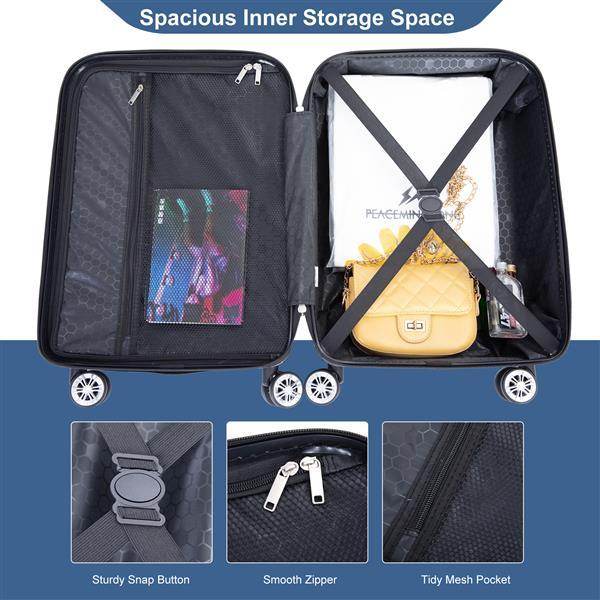 Lightweight ABS 2-Piece Luggage Set - Stylish Carry-On & Cosmetic Case - Buy Center