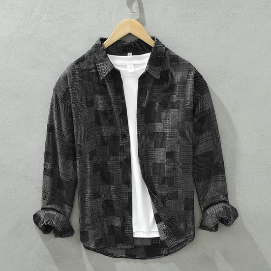 Trendy Color Matching Denim Shirt for Men - Casual Loose Fit, Long Sleeves - Buy Center