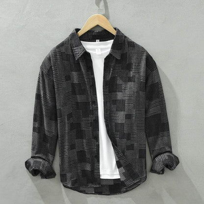 Trendy Color Matching Denim Shirt for Men - Casual Loose Fit, Long Sleeves - Buy Center
