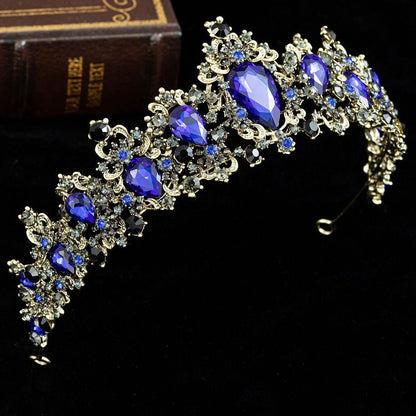 Baroque Rhinestone Crystal Bridal Crown - Elegant Wedding Hair Jewelry - Buy Center