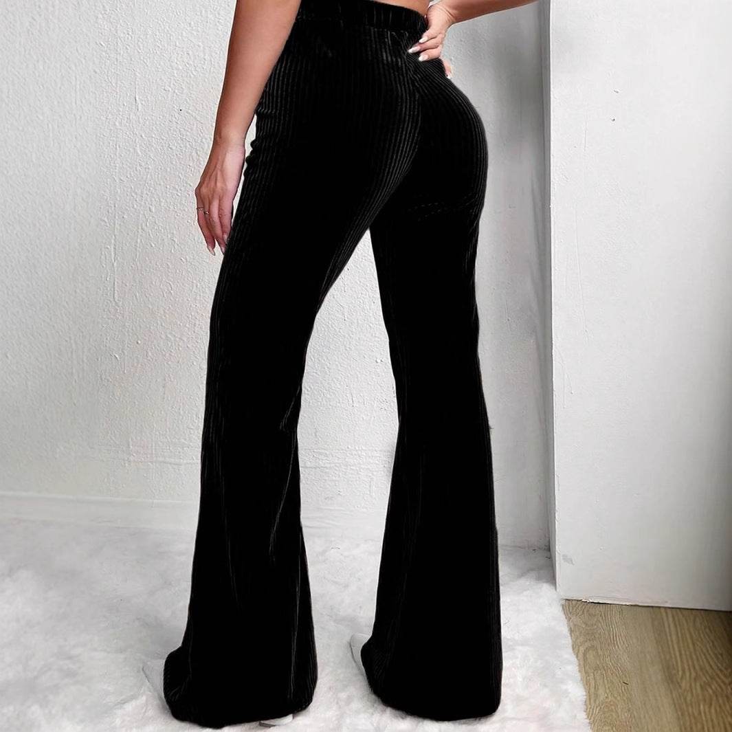 High Waist Corduroy Bell-Bottom Pants - Trendy Wide Leg Trousers 2025 - Buy Center