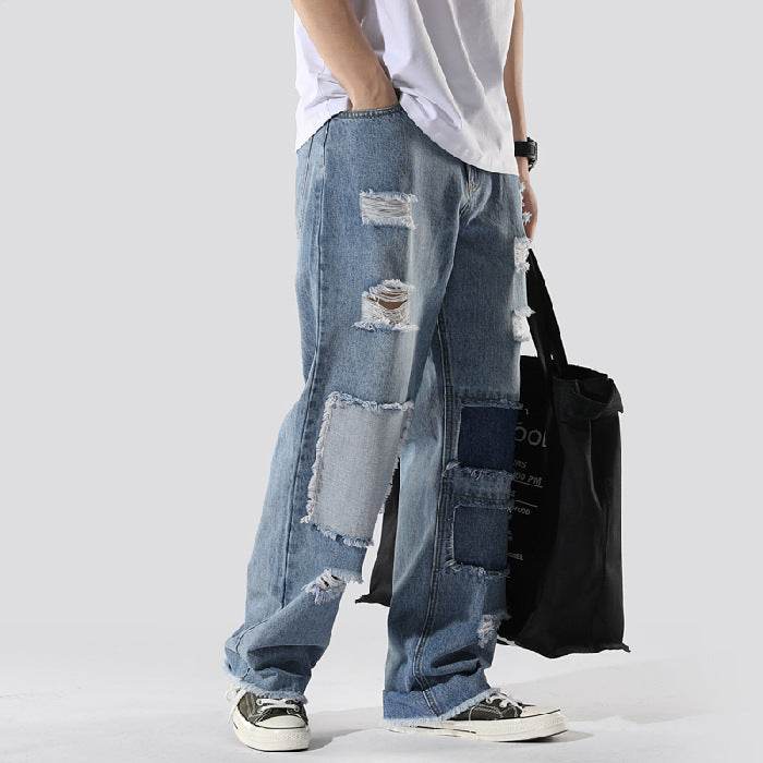 INS French Overalls Men's Baggy Pants - Stylish Hand-Painted Denim 2025 - Buy Center