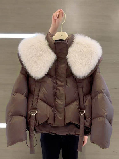 Women's Winter Black Cotton Padded Coat - Stylish, Warm, Chic Fur Collar - Buy Center