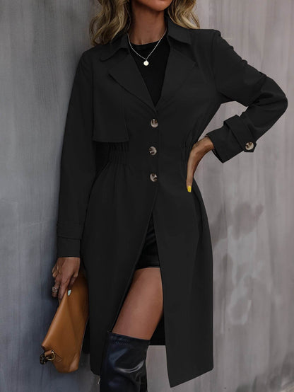 Long Waist Cotton Trench Coat - Stylish Women's Jacket in Khaki & Black - Buy Center