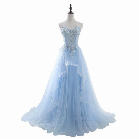 Light Blue Tube Top Slim Fit Bridesmaid Dress - Perfect for Parties 2025 - Buy Center
