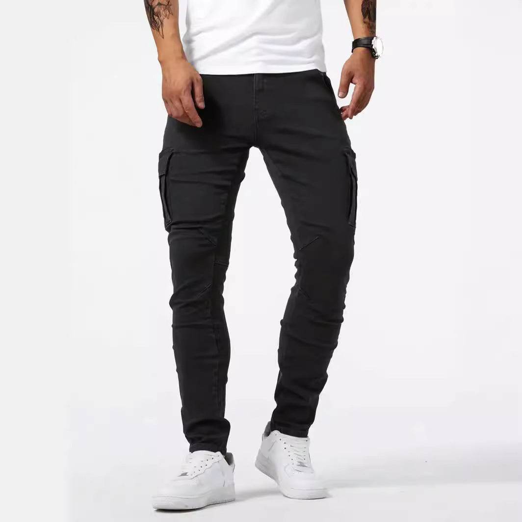 Men's Casual Multi-Bag Labor Protection Pants - Lightweight Cotton Denim - Buy Center