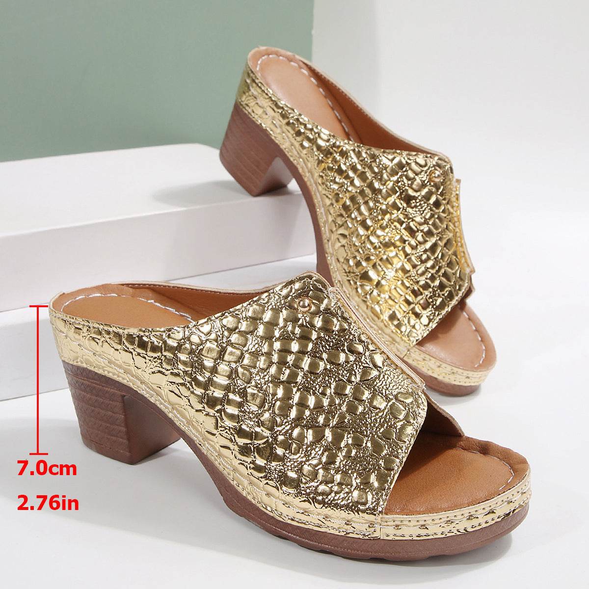 Buycenter Women's Plus Size Wedge Slippers - Peep Toe, Stylish Design - Buy Center