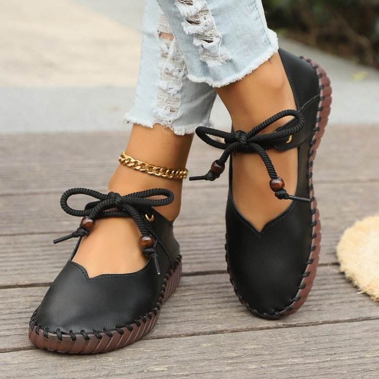 British Retro Round Head Casual Pumps - Lightweight Flats for Stylish Women - Buy Center
