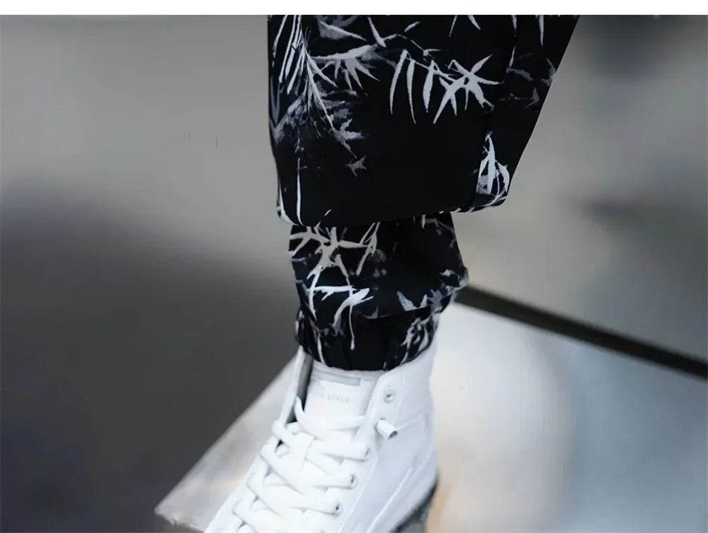 Men's Floral Harem Pants - Summer Loose Fit in Trendy Ice Silk - Buy Center