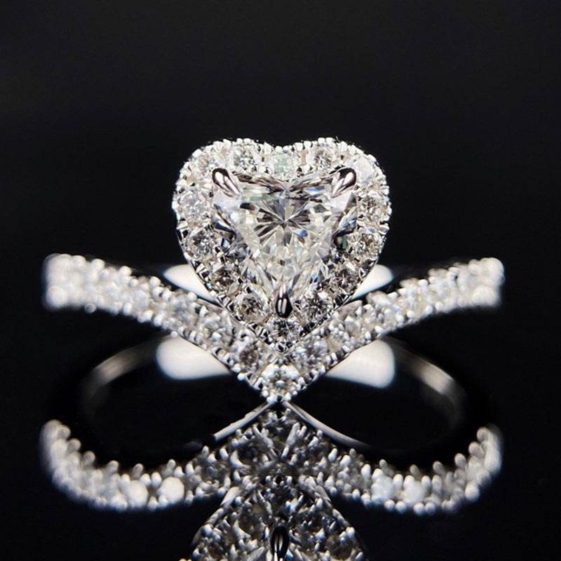 Buy Center Simple V-Shaped Heart Zircon Ring for Women - Stylish Copper - Buy Center