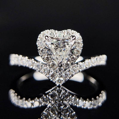 Buy Center Simple V-Shaped Heart Zircon Ring for Women - Stylish Copper - Buy Center