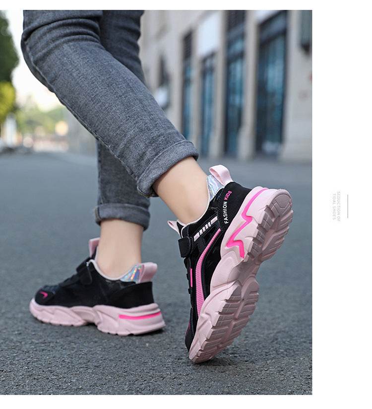 Waterproof Leather Girls Sneakers - Breathable, Non-Slip Design for Kids - Buy Center