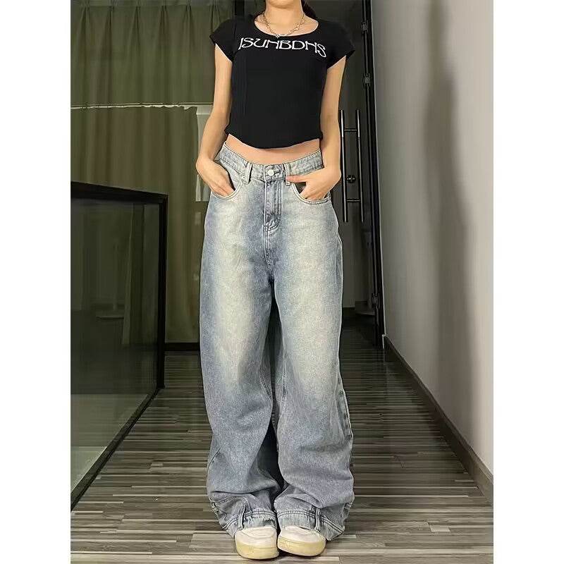Trendy Wide Leg Bell Bottoms - Fashion Straight Loose Jeans for Women - Buy Center