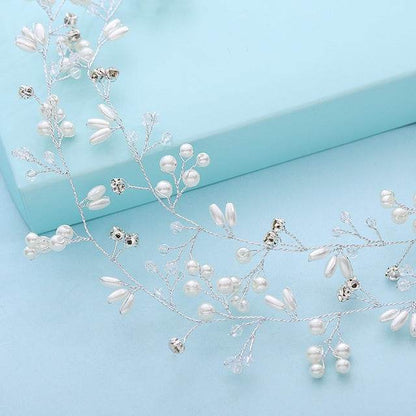 Elegant Bridal Hair Accessories - Crystal Pearl Long Hair Band for Weddings - Buy Center