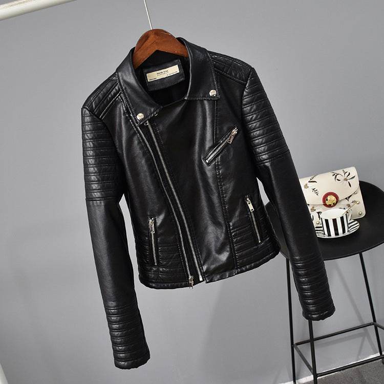 Buycenter Women’s PU Leather Jacket - Short Suit Collar, Stylish & Trendy - Buy Center