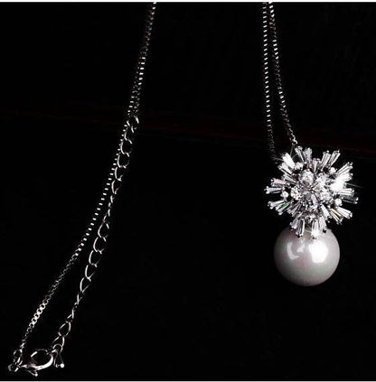 Elegant 18K Gold Plated Pearl Zircon Necklace - Sophisticated Jewelry Piece - Buy Center