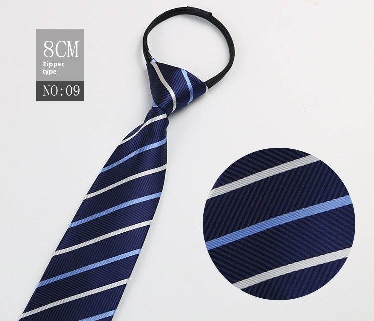 Black Striped Blue Business Tie - Lazy Zip Closure for Easy Wear - Buy Center